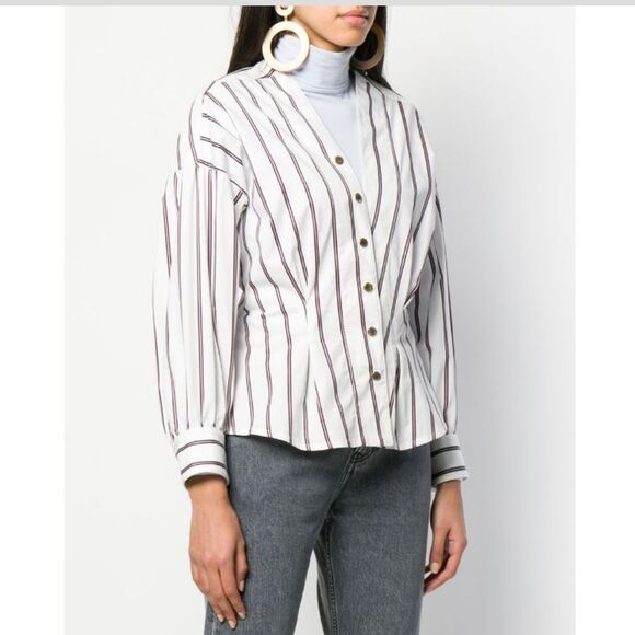 NEW SANDRO PARIS Naelle Blouse Stripes Top $340 - Picture 4 of 16